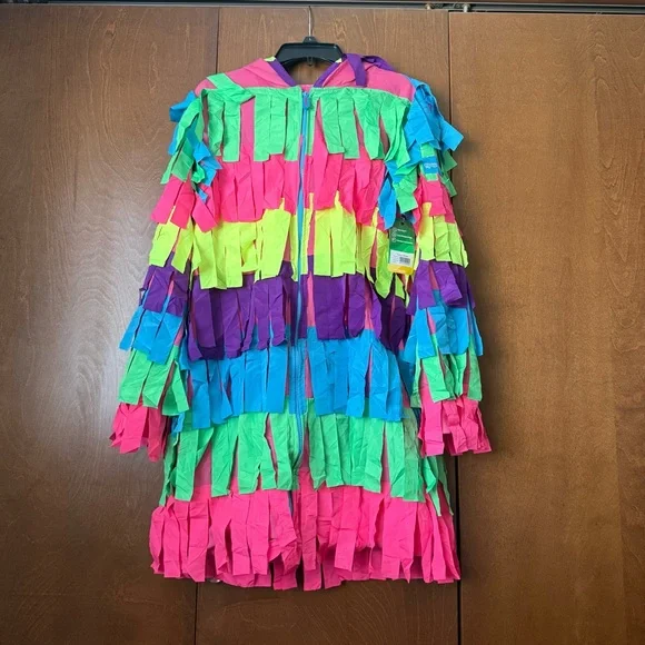 Tipsy Elves Rainbow Piñata Dress Bright Multicolor Fringe Costume Hood NWT Sz XL - Picture 4 of 9